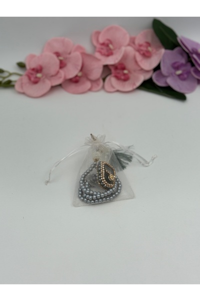 Uğurlu Hac Σετ χάντρες προσευχής από μαργαριτάρι ζικρματίκ με θήκη από τούλι,...