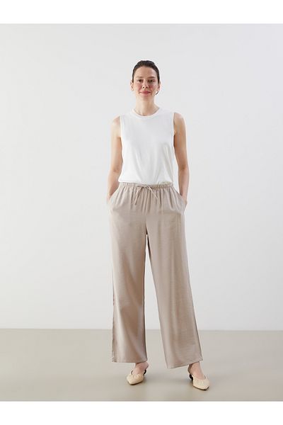LC Waikiki Wide Leg Women's Trousers with Elastic Waist