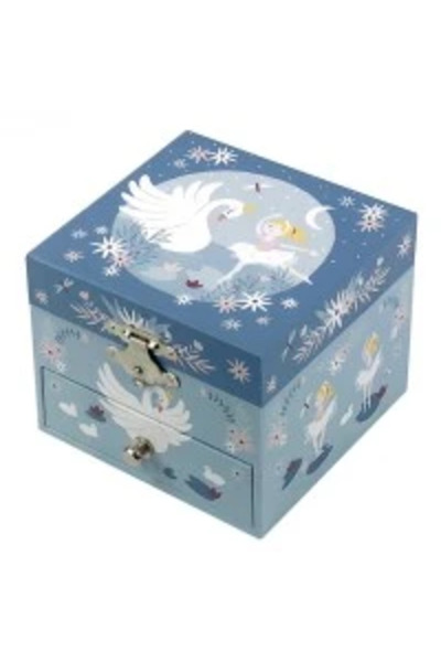 Trousselier Blue Music Box with Drawer - 'Swan Lake' Ballerina - Trousselier
