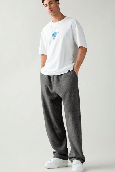 BSBSPOR Φαρδιά ρούχα με ρυθμιζόμενο πόδι, ανδρικά γυναικεία, γκρι μαύρο καπνιστό