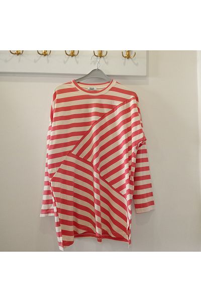 OceanGiyim Women's Tunic Dark Pink Striped Tunic