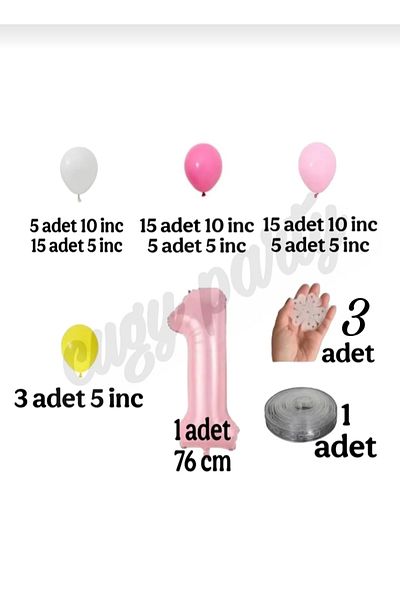 CUGY Pink White Daisy Detailed Concept Birthday Decoration Age Option Party Set