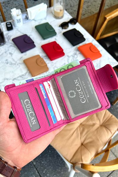 CüzCan Miosa Fuchsia Genuine Leather Women's Wallet Small Size Stylish and Convenient