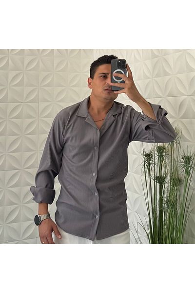 WENMİNG Twill Long Sleeve Ottoman Men's Shirt
