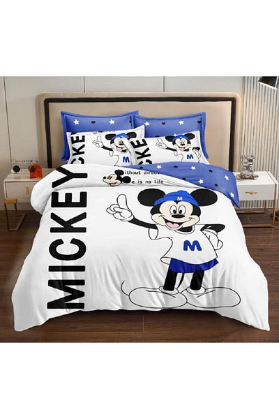 OEM Finet Premium Cotton Linen Mickey Blue, 235x235cm