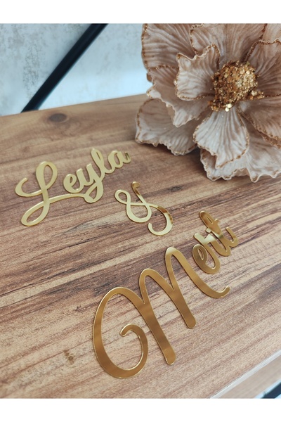 Pleksibu NİŞAN TEPSİSİ SÖZ TEPSİSİ EL YAZISI PLEKSİ (YAPIŞKANLI GOLD 15CM DİR)