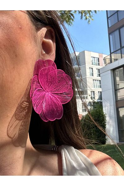 bijuxbymrv Filigree Pink Flower Earrings