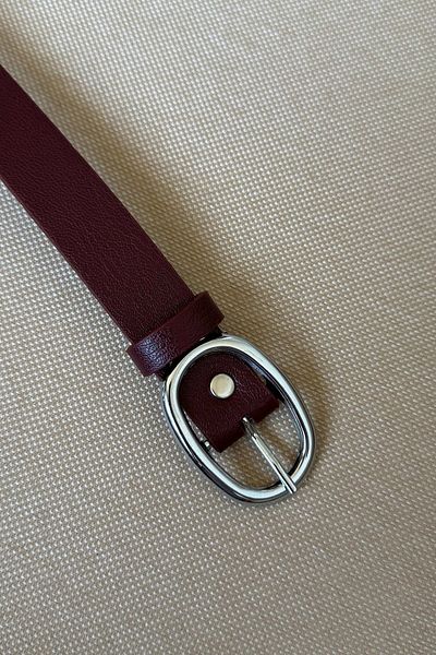 keisy Dakota Silver Buckle Burgundy Women's Belt