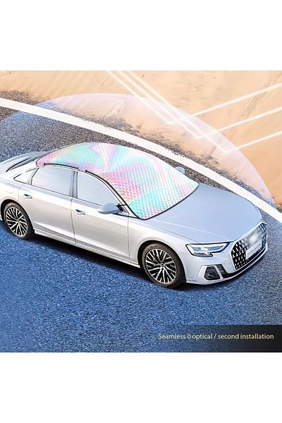 CoverPlus Car Front Windshield Sunshade Roof Protection Filled Tarpaulin Snow Anti-Ice Auto Sunshade 235X145Cm