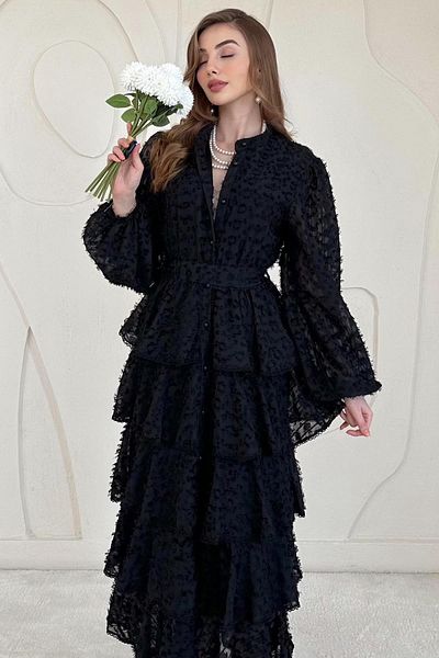 Elbee Fashion Woman Tasseled Layered Dress with Flywheel Detail