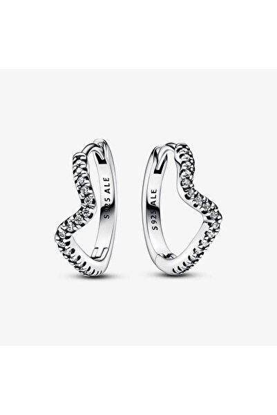 Pandora Pandora Round Sparkling Earrings with Wave Pattern Zirconia - 925 Silver