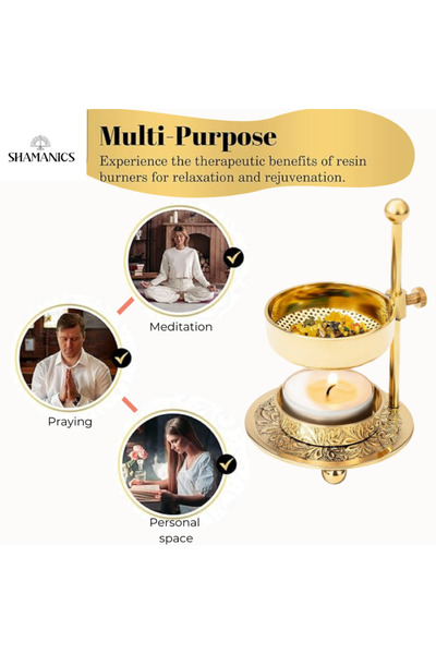 Shamanics Arzator aromaterapie cu sita reglabil pe inaltime, pentru tamaie, plante aromatice, rasini