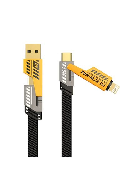 OEM Cablu de date cu încărcare rapidă 4-în-1, USB-C 65W, Lightning, multicolor, compatibil cu iPhone/iPad/Samsung