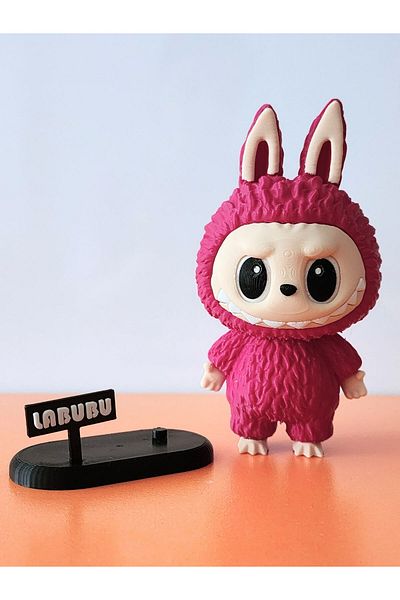 rmys Labubu Figure - with Stand - Dark Pink