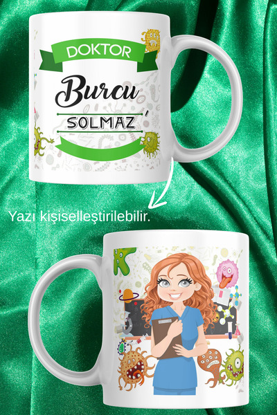 zerhome Kadın Doktor Temalı Beyaz Porselen Kupa Bardak
