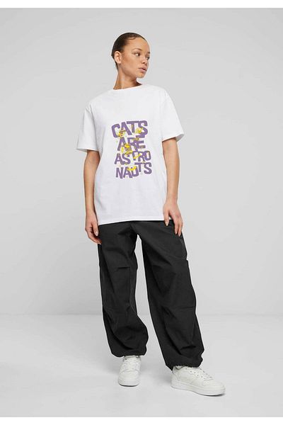 Frisson Cotton White Crew Neck Comfortable T-Shirt "Cats Are Astro Nauts" Printed T-Shirt