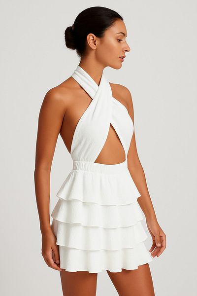DWN WEAR Φόρεμα Mykonos με σορτς με λαιμόκοψη