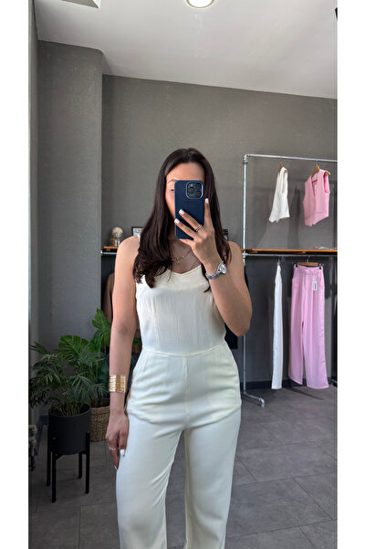 YOUR NAME İnce Askılı Denim Tulum