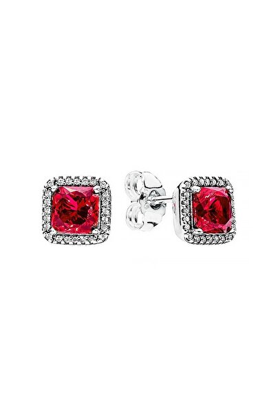 Pandora Pandora Halo Sparkling Pavé Earrings Red Crystal, Zirconia - 925 Sterling Silver