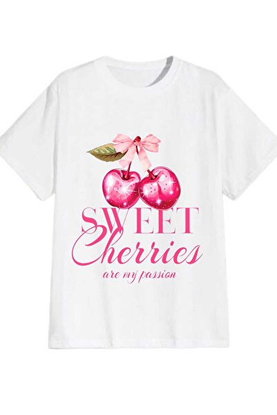 Lario SWEET Cherrie Oversize kroj bela majica
