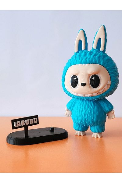 rmys Labubu Figure - with Stand - Light Blue
