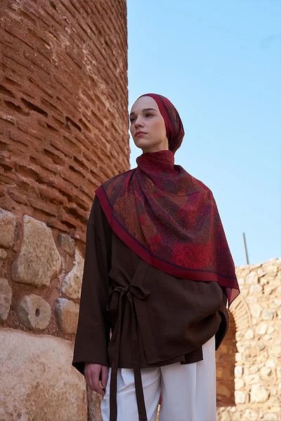 ED Scarf Red Ed Scarf Sunrise Dream Pattern Shawl