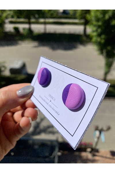 VIVINCA Handmade Polymer Clay Colorful Vibrant Lightweight Earrings - Vivinca Lilac Ecli̇pse