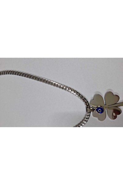 DuhaDTM Evil Eye Beaded Clover Steel Necklace