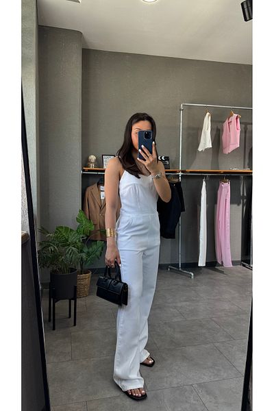 YOUR NAME Thin Strap Denim Jumpsuit