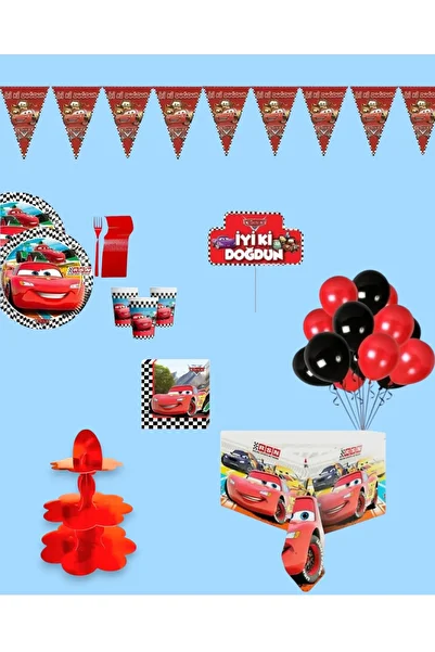 Evabrite Cars Cars Lightning Mcqueen 16 Person Birthday Party Set - Cars Cars Lightning Mcqueen Concept