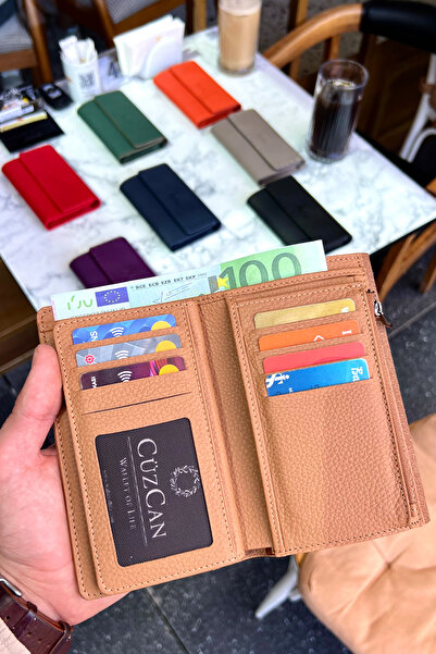 CüzCan Jesi Biscuit Genuine Leather Women's Wallet Medium Size Stylish and Convenient