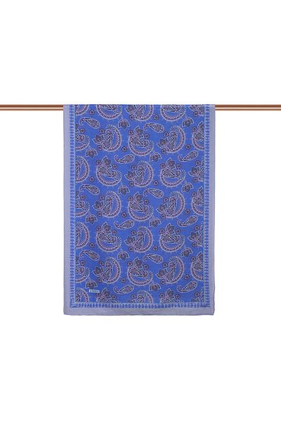 ipekevi Ipekevi Mesopotamia Patterned Tenselsoft Shawl 02888-Sax Blue