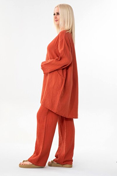 Fashion Showcase Muslin Tunic 100% Cotton Pocket Detail Loose Muslin Dress Hijab Tile