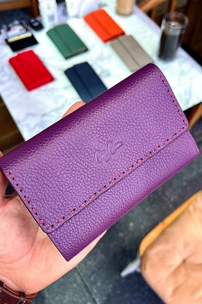 CüzCan Jesi Plum Genuine Leather Women's Wallet Medium Size Stylish and Convenient