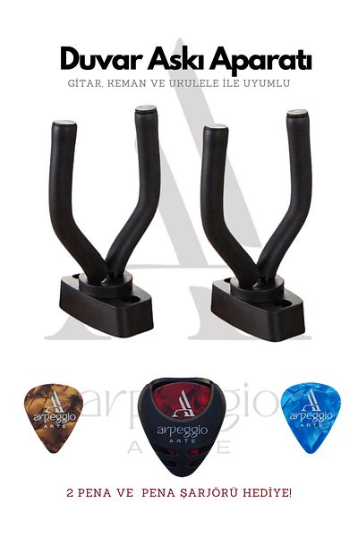 arpeggio ARTE Guitar Wall Hanger |   Screw, Sponge Holder |   Violin & Ukulele Compatible