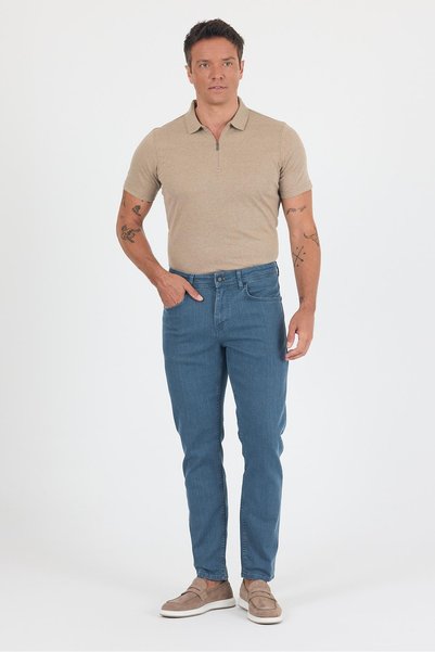 İmza Men's Dark Blue 5 Pocket Slim Fit Cotton Denim Jeans Jean Pants 1023250157