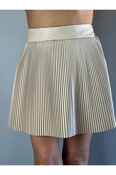 Gönülden Tasarım FUSTA DE DAME PLIATA DIN PIELE ARTIFICIALA
