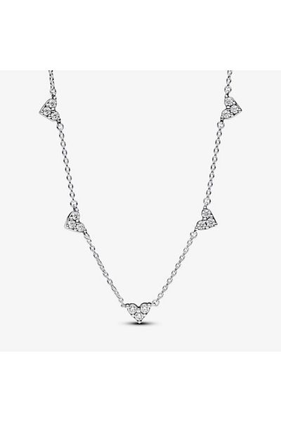 Pandora Colier Pandora tip lant cu inimioare Zirconiu din Argint 925 - 45cm