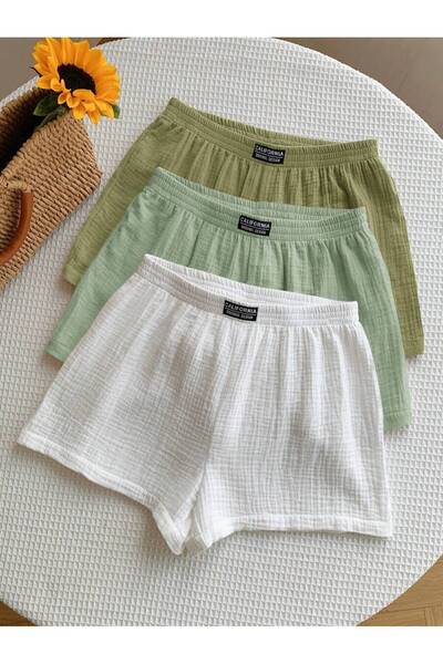 MOONBULL Γυναικείο σορτς 3 τεμαχίων από ύφασμα με λεπτομέρειες και άνετη εφαρ...