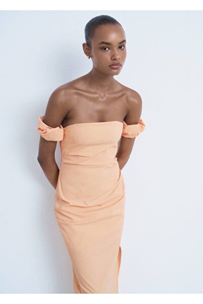 MANGO Woman Straplez midi elbise