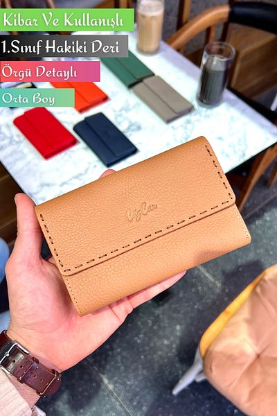 CüzCan Jesi Biscuit Genuine Leather Women's Wallet Medium Size Stylish and Convenient