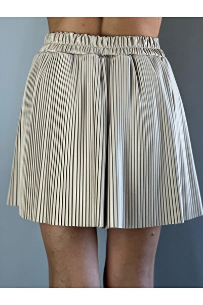 Gönülden Tasarım Fake Leather Pleated Women's Skirt
