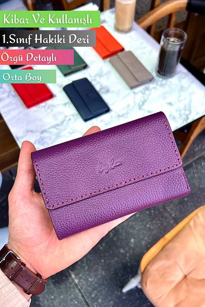 CüzCan Jesi Plum Genuine Leather Women's Wallet Medium Size Stylish and Convenient