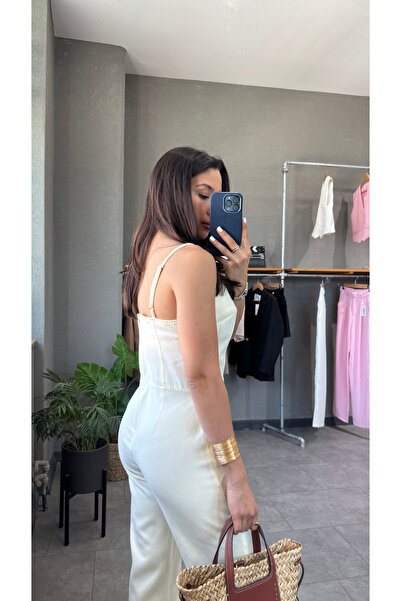 YOUR NAME İnce Askılı Denim Tulum