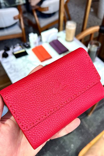CüzCan Jesi Red Genuine Leather Women's Wallet Medium Size Stylish and Convenient