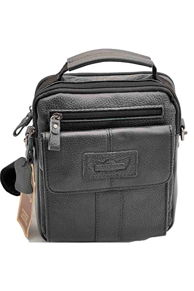 OEM Men’s Black Shoulder Bag, Genuine Leather, 23 x 20 x 7.5 cm