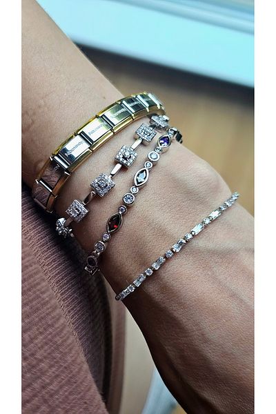 stainless steell 316L Steel Silver Iced Geometry Bracelet |   Suitable for Advanced Level Sensitive Skin