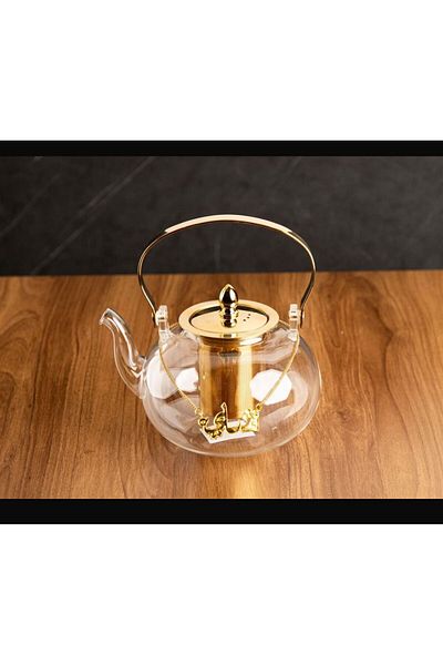 TOHFAT-AL MAIDAH Gourmet Brad Gori Teapot, Clear Glass, with Thick Heavy Thermal Infuser, 1200ml