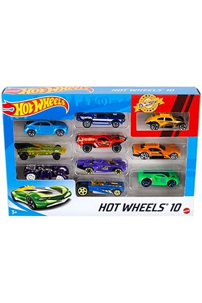 HOT WHEELS Hot Wheels Set Of 10 1:64 Scale Toy Trucks And Cars For Kids And Collectors, Styles May Vary