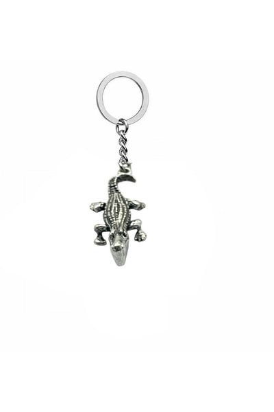 Herşey Nota Swamp Guardian – Unisex Metal Keychain with Crocodile Figure